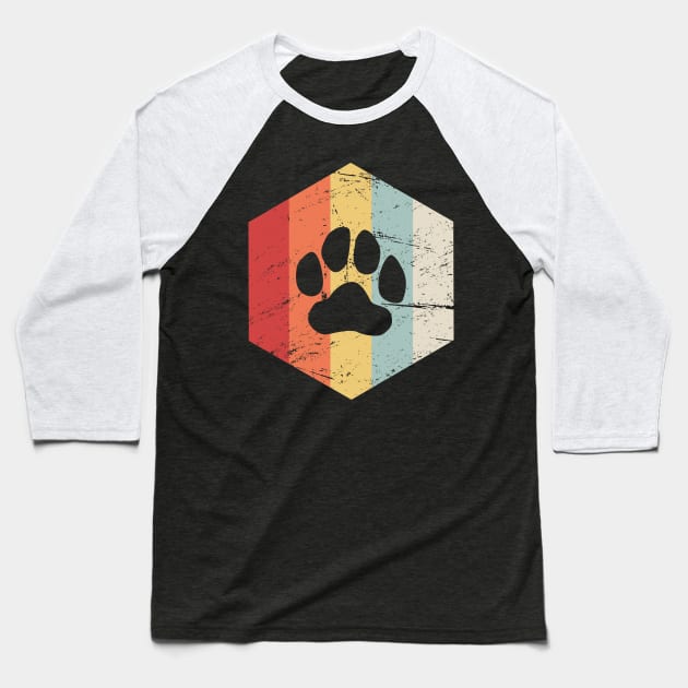 Retro Vintage Furry Paw Print Baseball T-Shirt by MeatMan